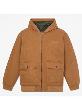 New Timberland Men's L Insulated Canvas Bomber Dark Wheat Brown Large